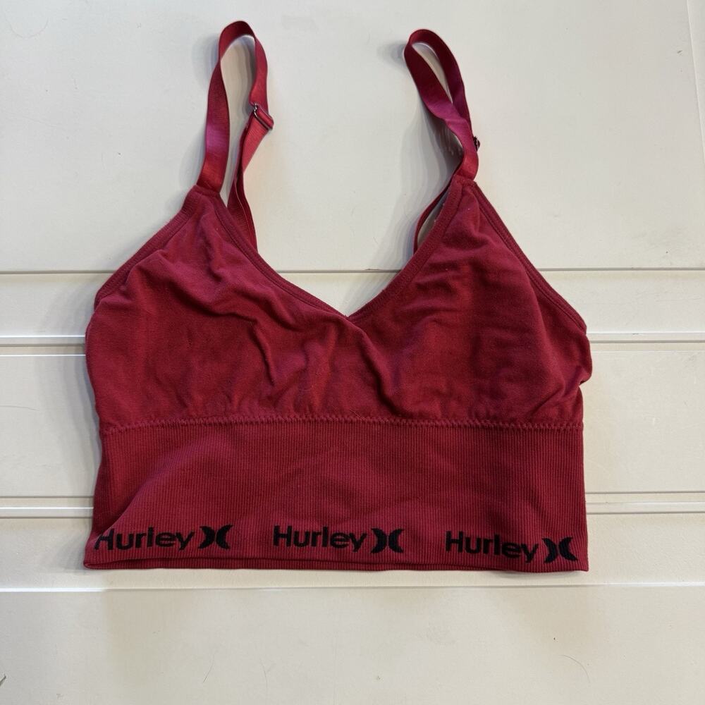 Hurley Womens Sz S Convertible Strap Seamless Sports Bra Red Ribbed